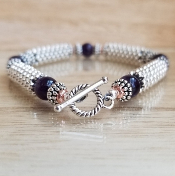 Rose Gold & Amethyst Toggle Bracelet - Picture 4 of 7